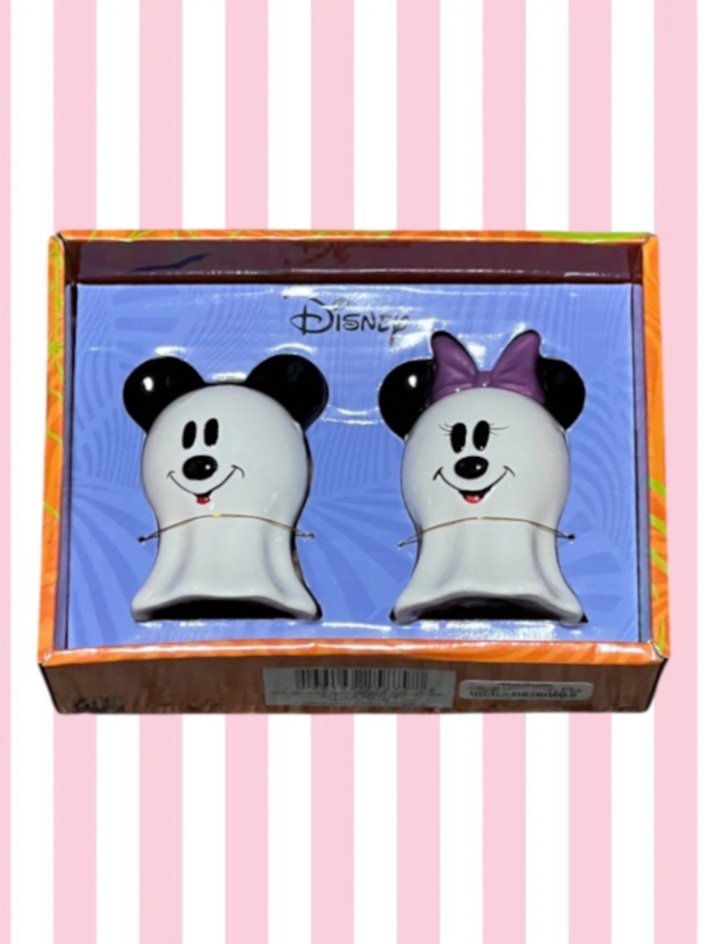 Disney White & Black Mickey and Minnie Ceramic Shakers with Purple Bow